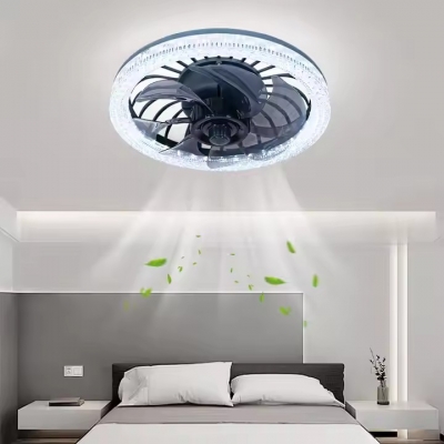 Lámpara colgante moderna y elegante de cristal regulable con casquillo E27 85-265V control remoto silencioso ventilador de techo con luz